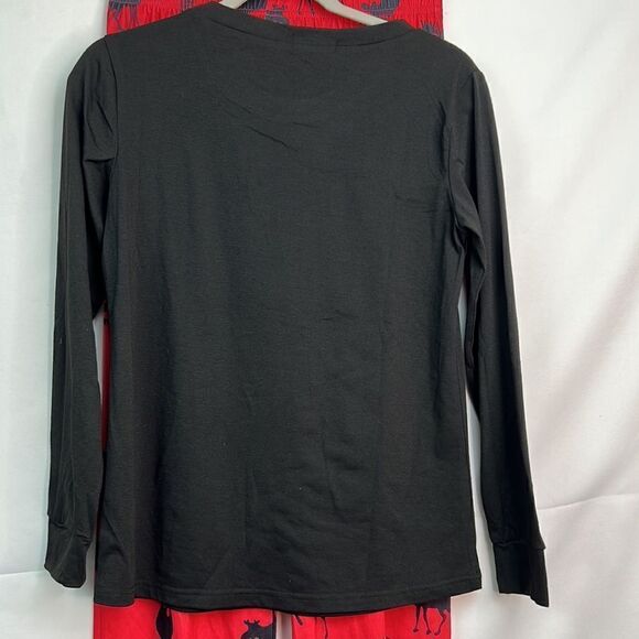 Ekaoer red and black moose print holiday 2 piece pajamas women large NWT - Picture 7 of 12